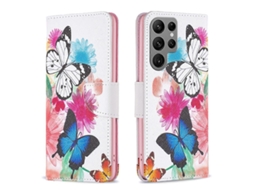 Capa De Couro Com Padrão De Desenho Para Samsung Galaxy S23 Ultra 5g