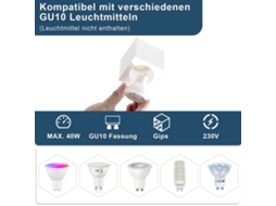 Nettlife Candeeiro De Teto Led, 4 Refletor Branco De Superfície Gu10 Refletor Quadrado De Superfície 40 W Gesso Pequeno E Moderno, Em Casa