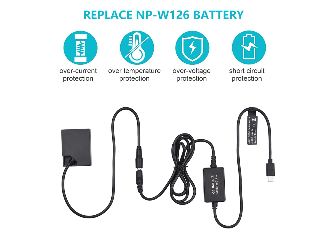 Pd Usb Type c Cable To Np w126 Dummy Battery Dc Coupler Replacement For Fujifilm X a2 A3 X e2s X pro2 T20 T10 X t30 X t1 T2 X t3 E3 LAXISCREED