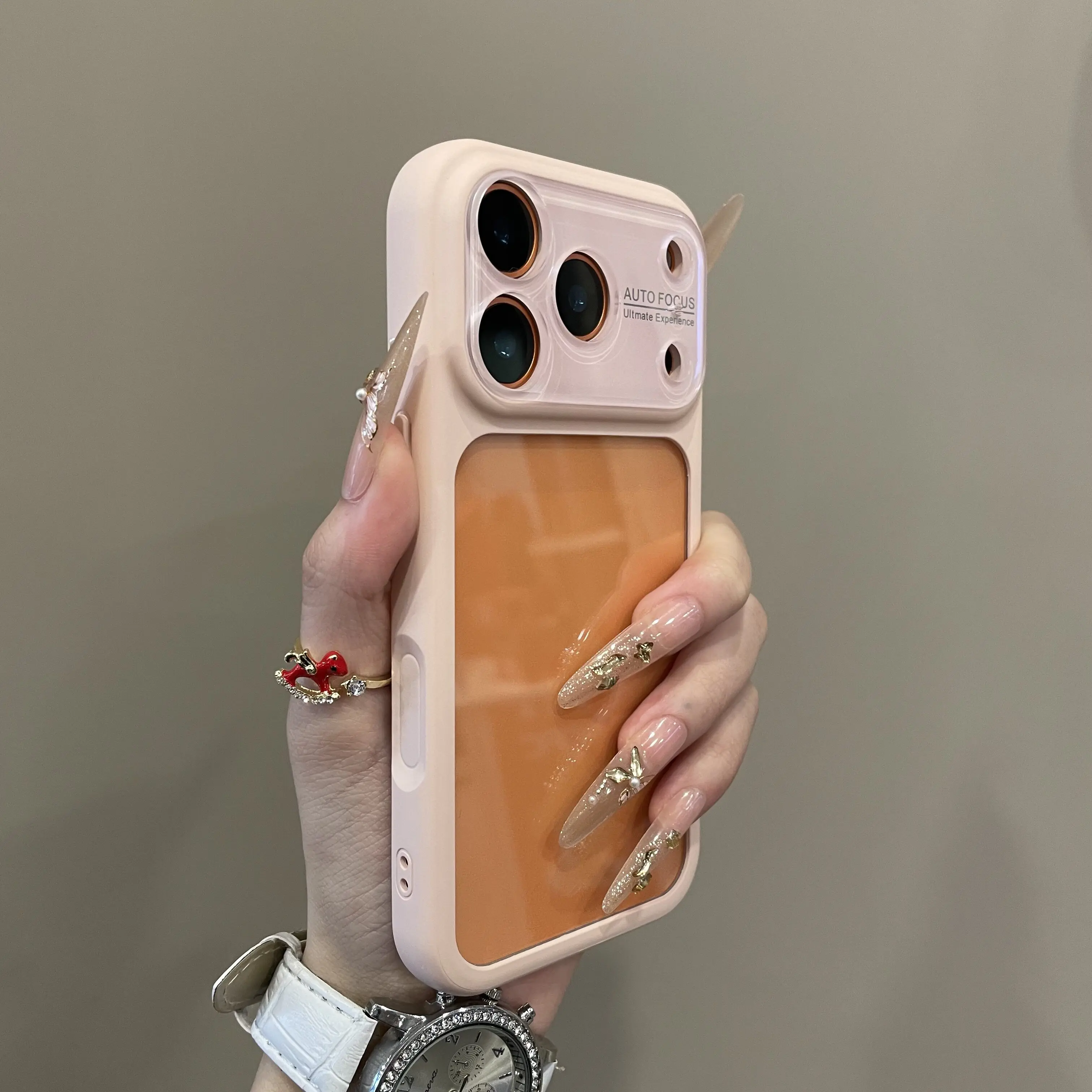 Capa Traseira Transparente Para Iphone 15 Pro (rosa) Com Proteção Para A Câmera E Moldura Resistente A Impactos.