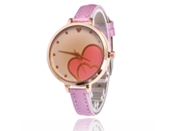 Relógio de Pulso Feminino Estilo Coreano Pulseira de Couro Simples Moda Quartzo Rosa