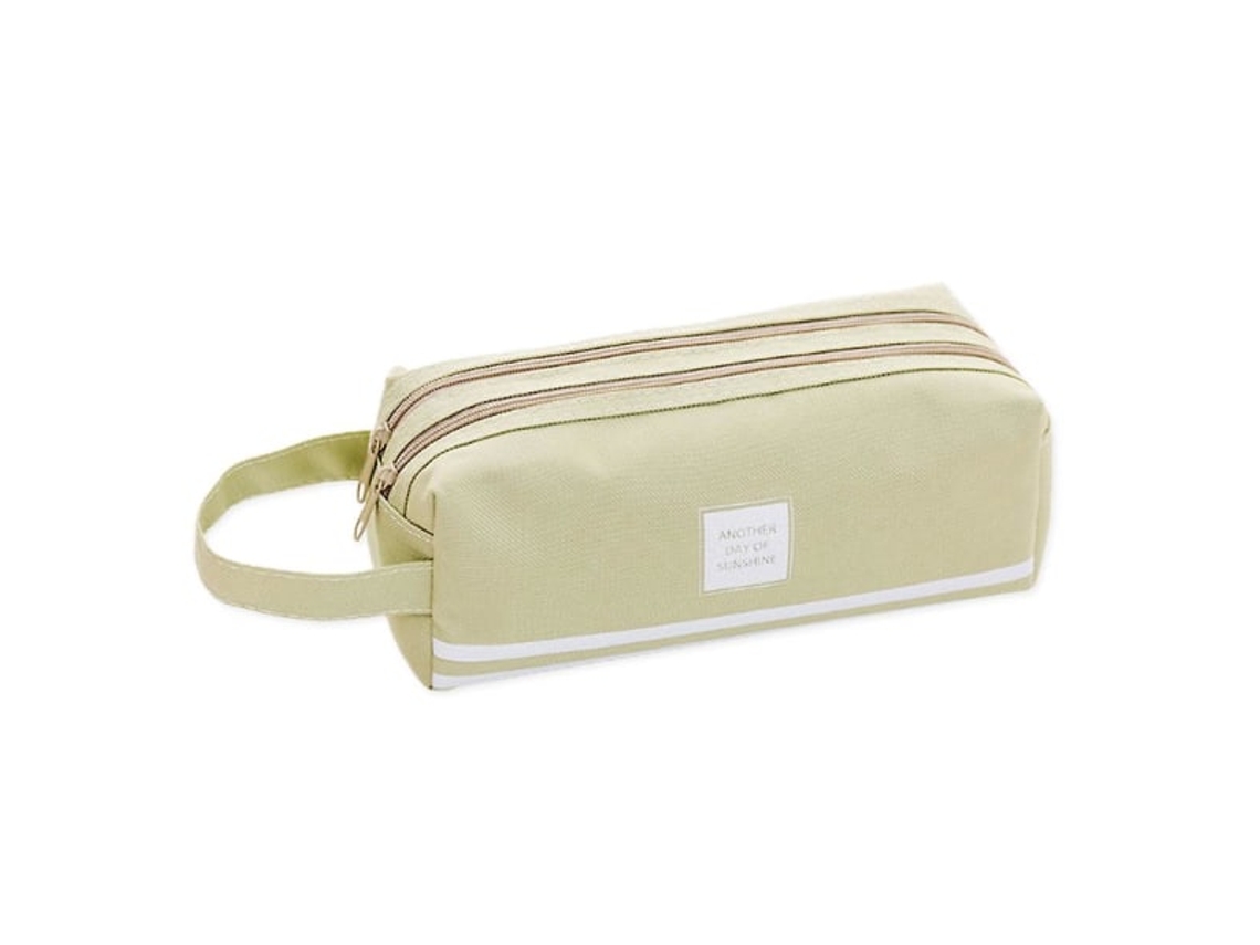 Estojo para Lápis, Grande Capacidade, Resistente, com Zíper, com Bolsos, Organizador, Cinza, Verde, Escolar AQUAFORGE