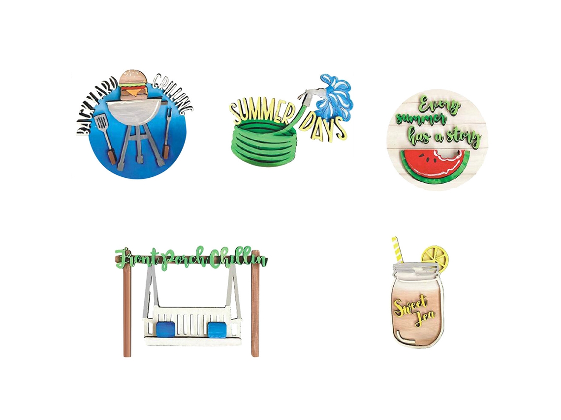 Conjunto de Decoração de Bandeja em Madeira para Verão Cozinha Decorativa