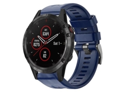 Lurelia Pulseira De Silicone Azul Meia - Noite, Compatível Com Garmin Fenix 5 Plus, Acabamento Moderno