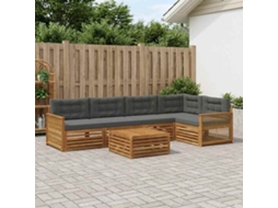 Vidaxl Conjunto De Sofás Para Exterior 6 Pcs Natural E Antracite