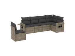 Conjunto de 6 Sofás de Jardim com Almofadões Vime Cinzento MAISON EXCLUSIVE (80x200 cm)