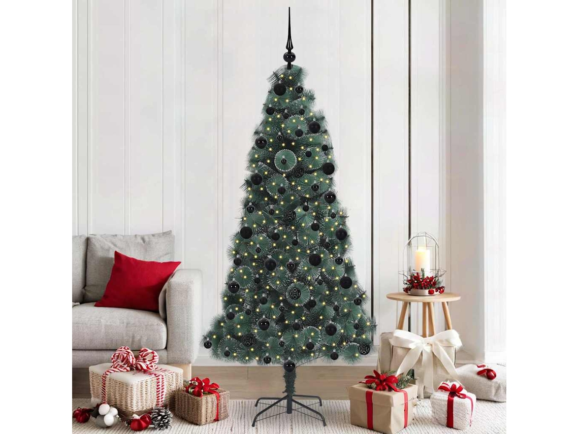 Vidaxl Árvore De Natal Artificial Iluminada Com Conjunto De Bolas Pet