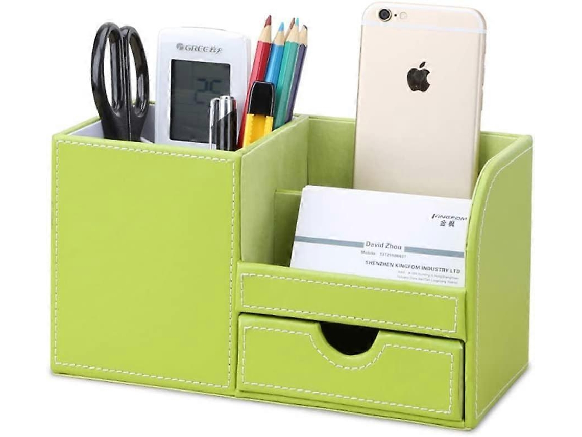 Sistema De Organização Mesa Escritório 4 Compartimentos, Caixa E Porta Canetas Couro Pu