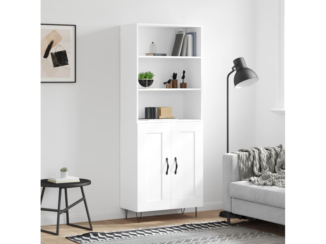Vidaxl Armário Alto 69,5x34x180 Cm Derivados De Madeira Branco