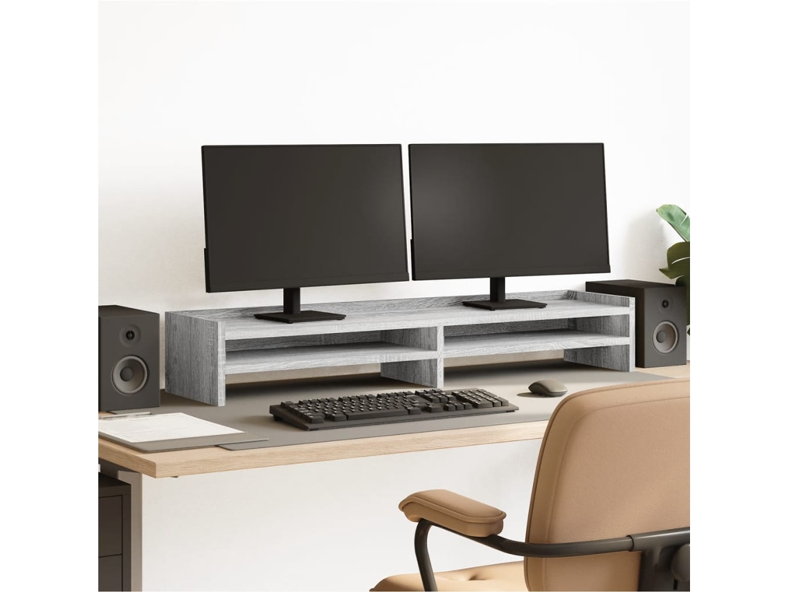 Vidaxl Suporte Monitor 100x24x16 Cm Derivados Madeira Cinzento Sonoma