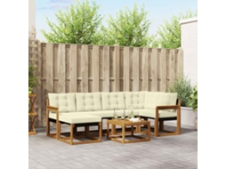 Vidaxl Conjunto De Sofás Para Exterior 7 Pcs Natural E Creme