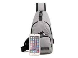 Bolsa De Ombro Masculina Zk 1 Com Tomada Para Carregador Portátil, Cinza Olysi Shop