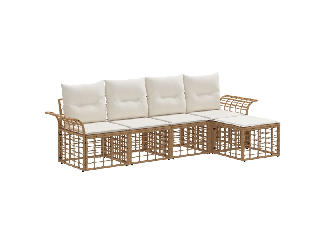 Maison Exclusive - Conjunto De Sofás Para Exterior 5 Unid. Natural E Branco Creme