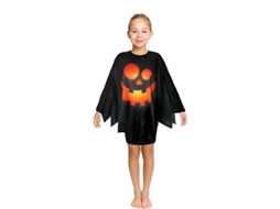 Fantasia infantil de abóbora feliz preta ou poncho 65 cm