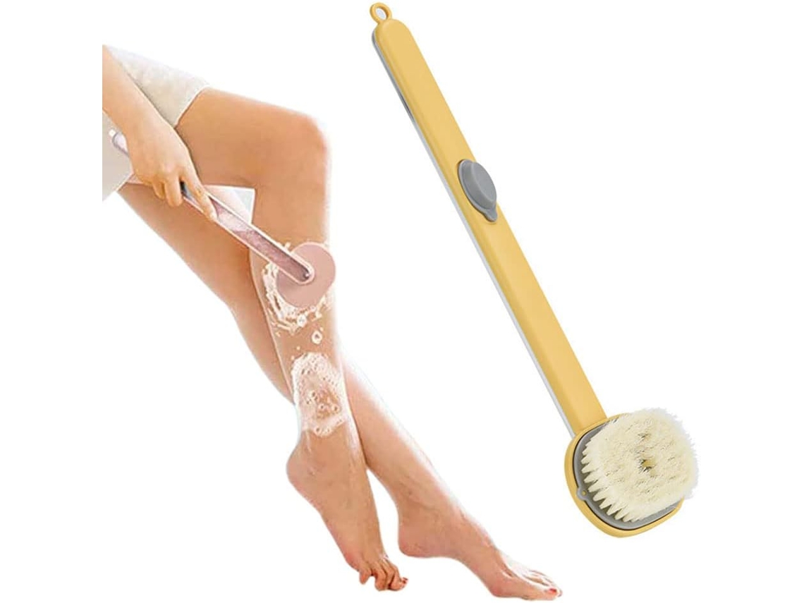 Escova De Massagem Para As Costas Cerdas Naturais Banho Líquida Com Cabo Longo A Seco Ideal Cuidados Pele E Contra