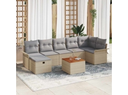 Vidaxl Conjunto De Sofá De Jardim 8 Unid. Bege Rattan Sintético