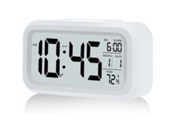 Relógio Digital Com Sensor De Luz Noturna E Alarme, Funciona A Bateria (branco)