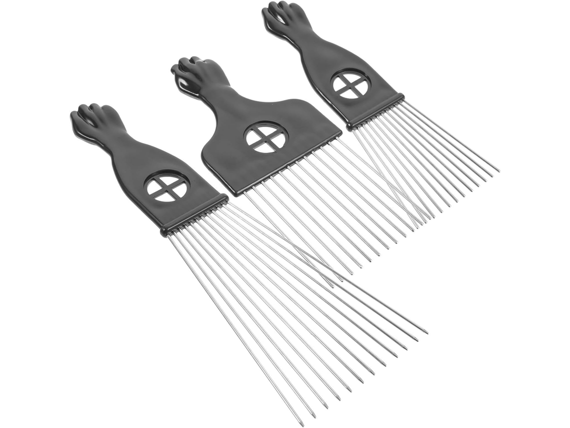 Conjunto de 3 canetas Dupla Face em aço inoxidável para cabelo masculino.