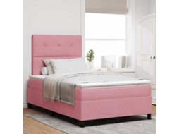 Vidaxl Cama Box Com Cabeceira Rosa 120 X 200 Cm Veludo