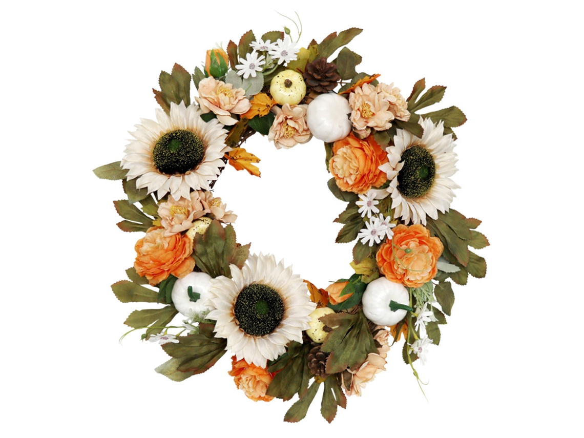 Girlanda De Abóbora Decoração Feriado Diâmetro 45cm