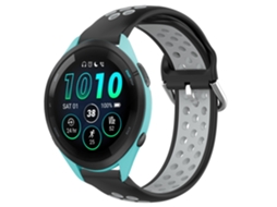Bracelete de Smartwatch para Garmin Forerunner 265 Music 22mm de silicone esportivo respirável perfurado (preto + cinza)