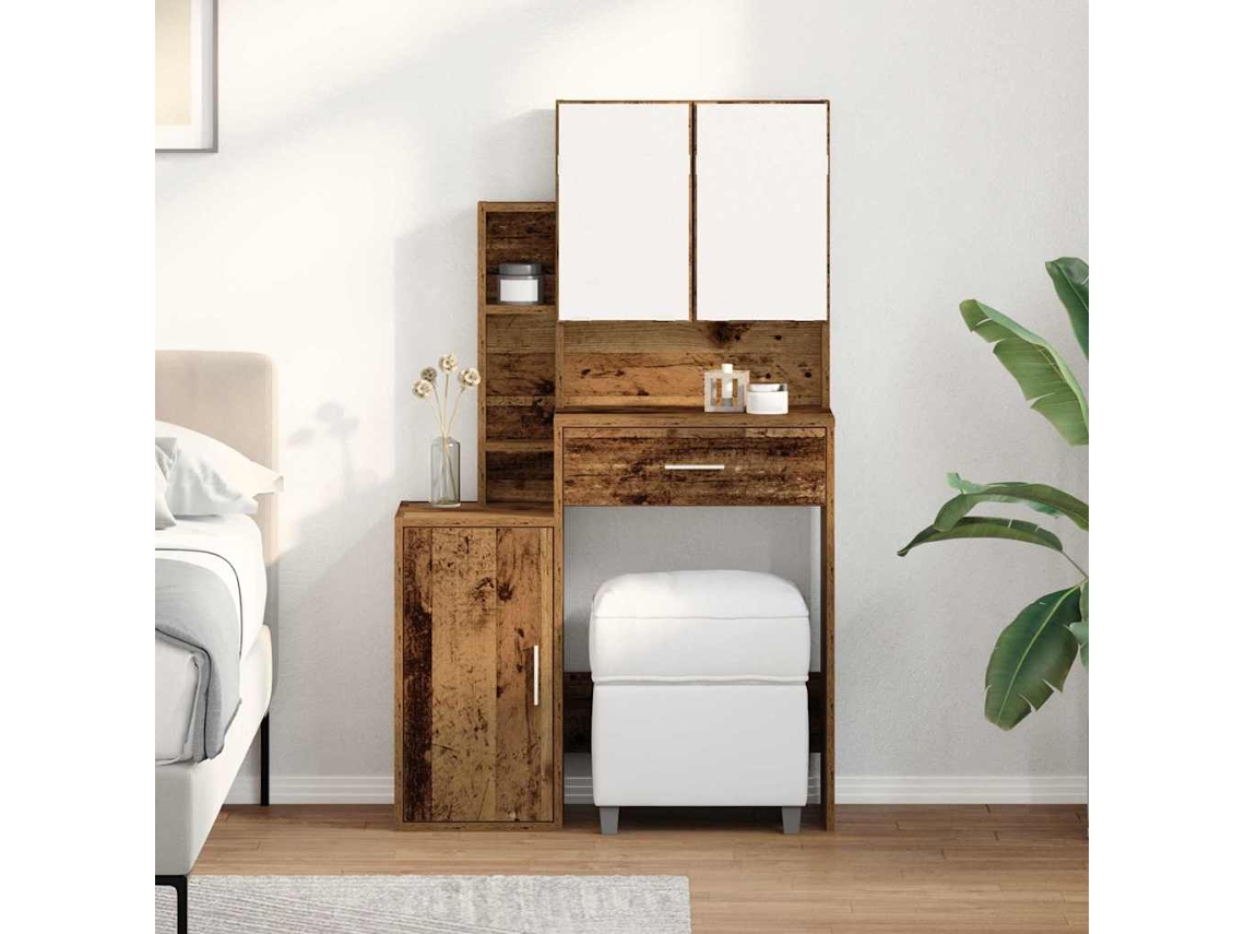 Vidaxl Mesa De Vestir Madeira Antiga 80 X 35 X 132 Cm