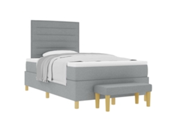 Cama Box com Colchão Cinzento Claro Tecido MAISON EXCLUSIVE (120x200 cm)