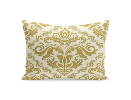 Fronha de Almofada ECZJNT Branca Dourada Damasco Orient Amarelo (50x75 cm)