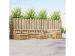 Vidaxl Conjunto De Sofás Para Exterior 9 Unid. Branco E Bege