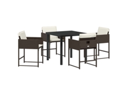 Conjunto 5 De Jantar Para Jardim Vidaxl Castanho Vime Pe