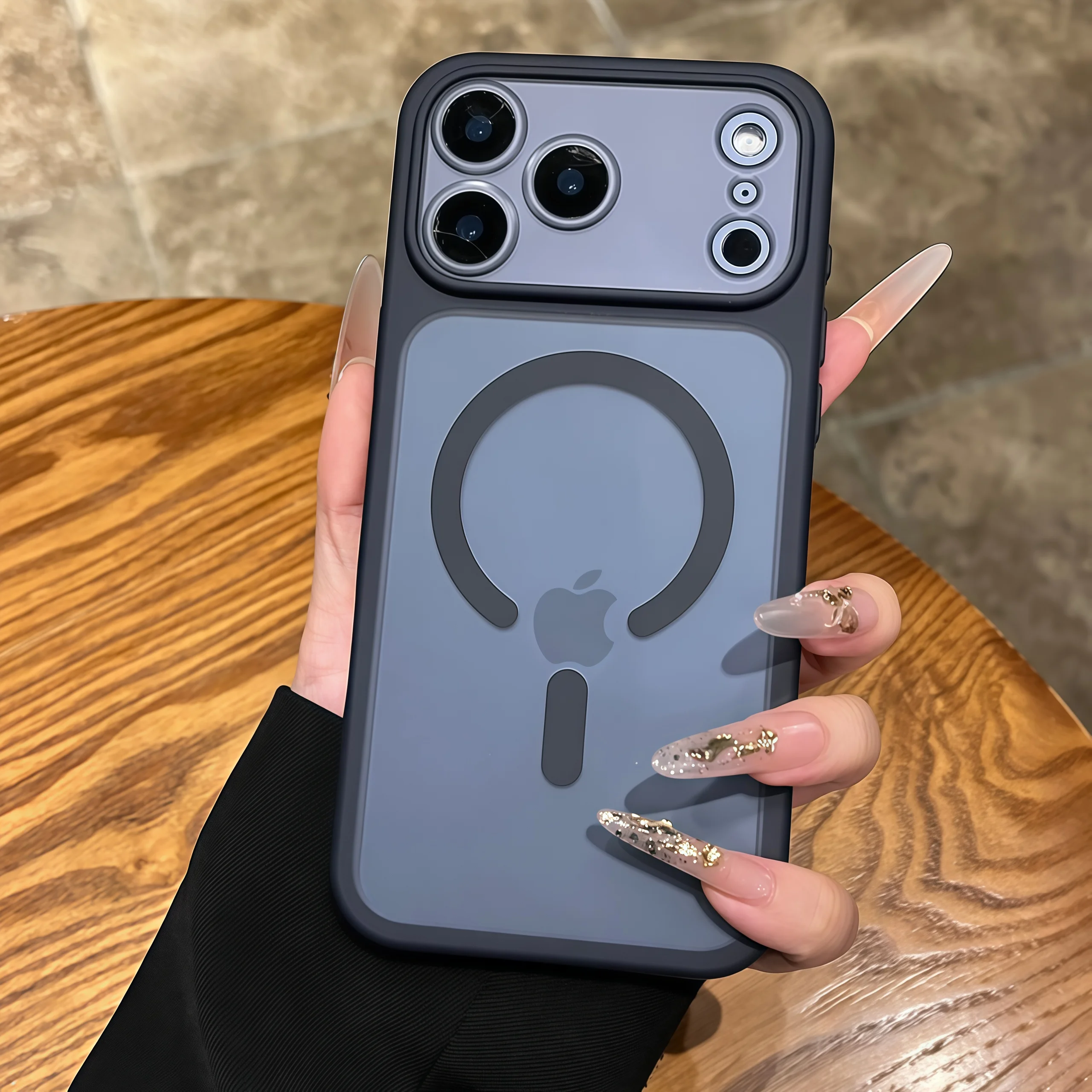 Capa Protetora Removível Para Câmera (iphone 17 Pro Max Azul), Resistente A Choques E Impactos, Com Fecho Magnético.