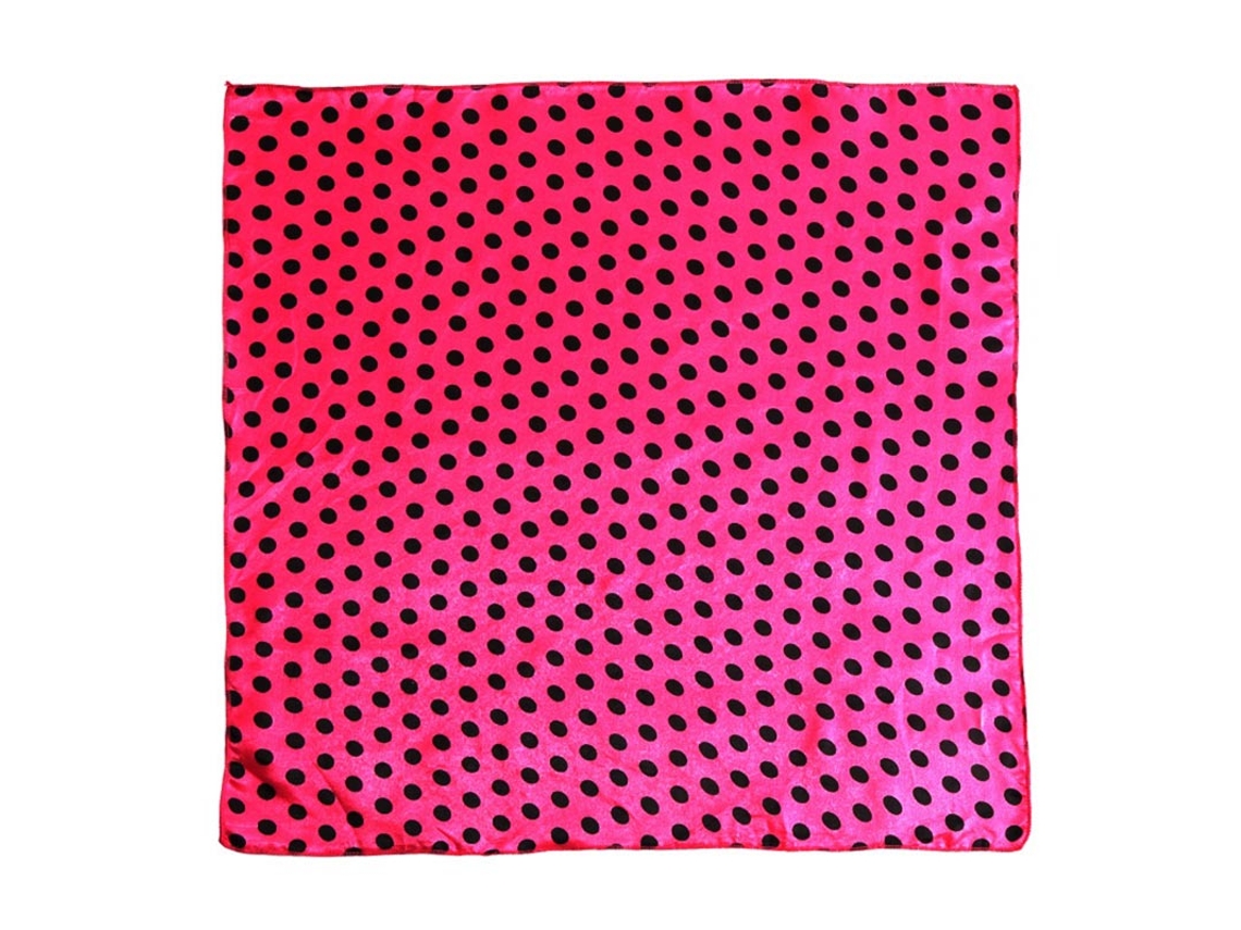 Lenço fúcsia com bolinhas pretas, 50x50 cm