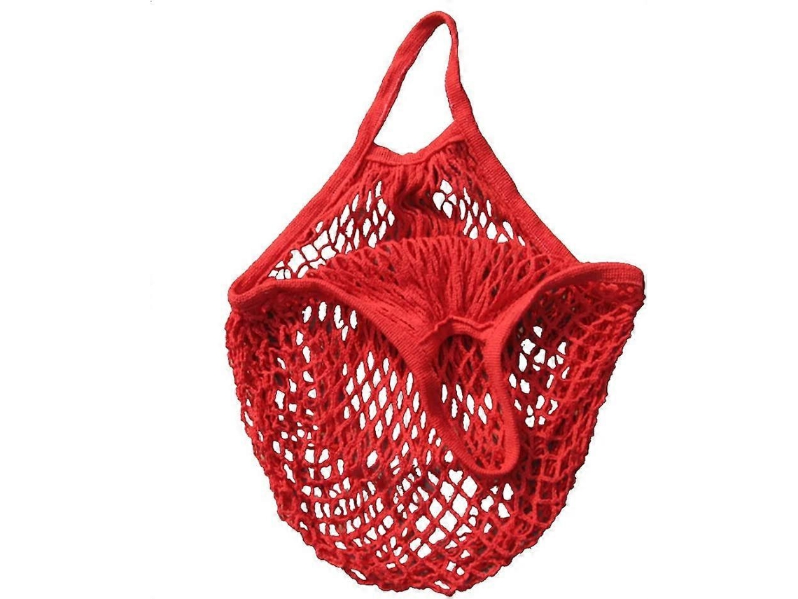 Sacola De Compras Em Rede Para Batatas, Feita De Algodão Orgânico, Cor Vermelha, Tamanho Único. Aquaforge