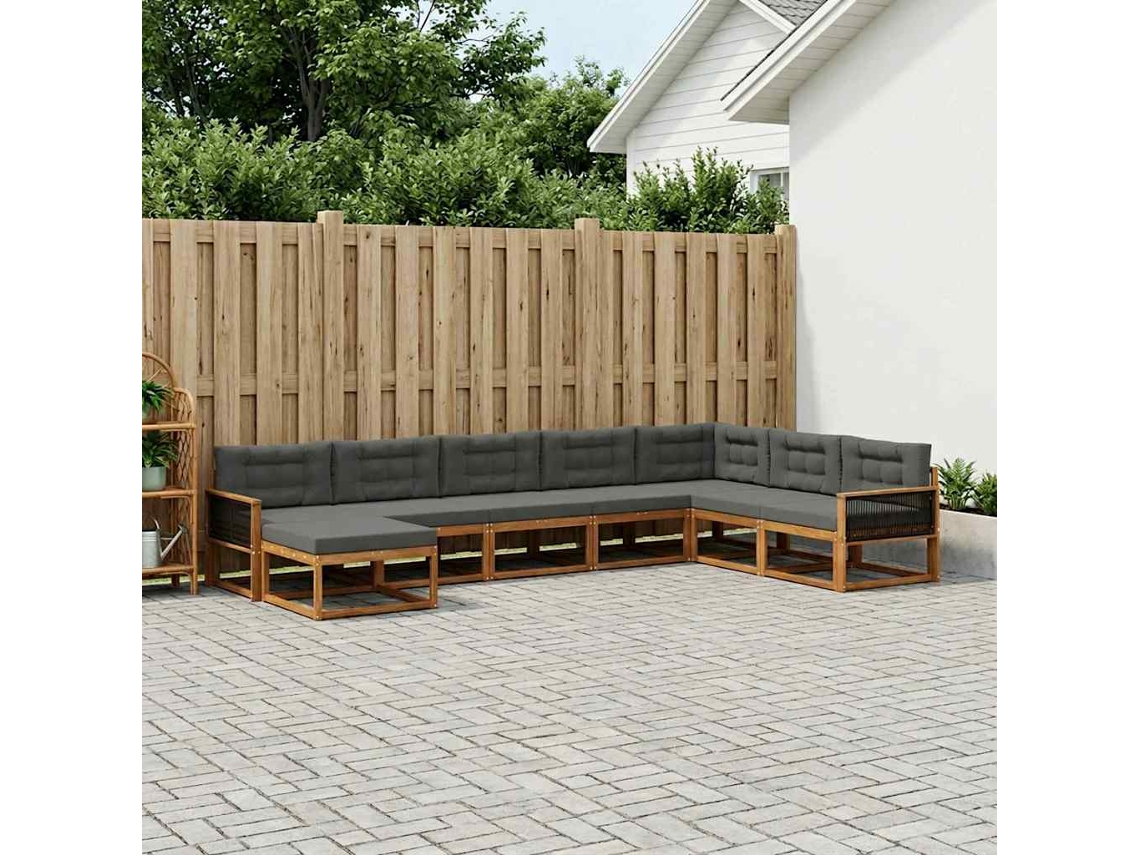 Vidaxl Conjunto De Sofás Para Exterior 8 Unid. Natural E Antracite