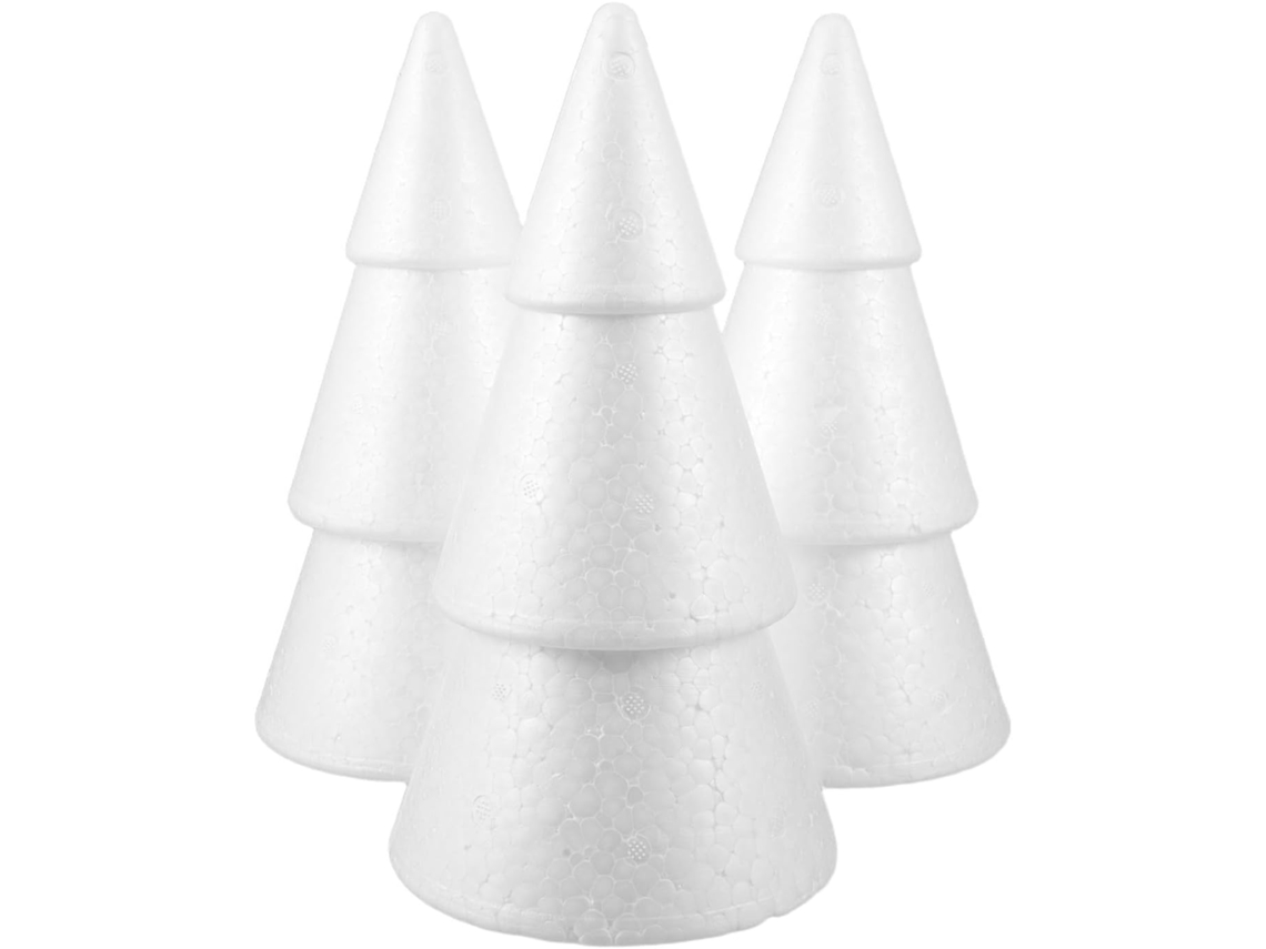 Conjunto de 3 Árvores Natal Espuma Branca para Artesanato, Brilhantes e Versáteis Projetos Faça Você CHABERLU