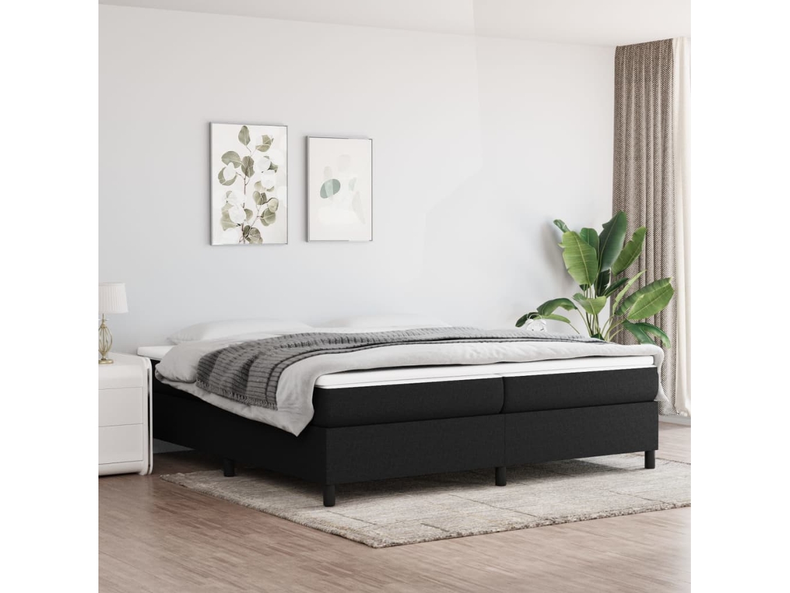 Vidaxl Cama Com Molas/colchão 200x200 Cm Tecido Preto