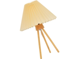 Abajur De Mesa Luminária Cabeceira Elegante e Plissada para Sala de Leitura, Madeira Maciça, 1 Unidade Bright Fixo