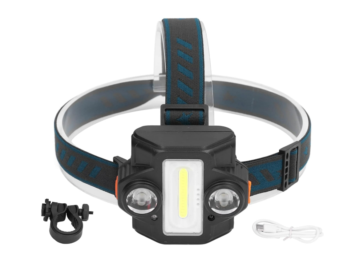 Lanterna Cabeça Usb Inducao Led Bicicleta/trabalho Ipx8 Preta Yizhood