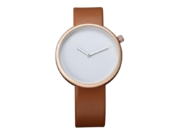 Reloj Casual Moda Para Hombre Correa Pu Dial Redondo Cuarzo Tomi (oro Marrón)