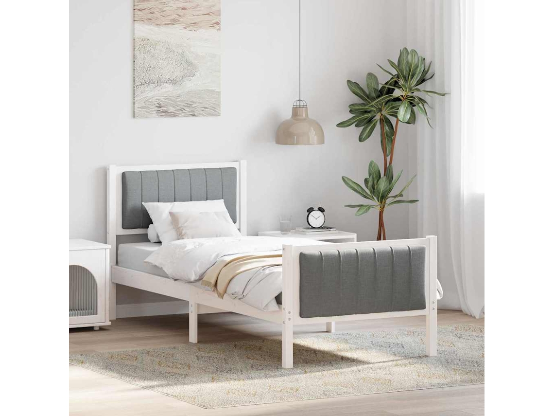 Vidaxl Estrutura da Cama Branco e Cinza Claro 75 X 190 Cm