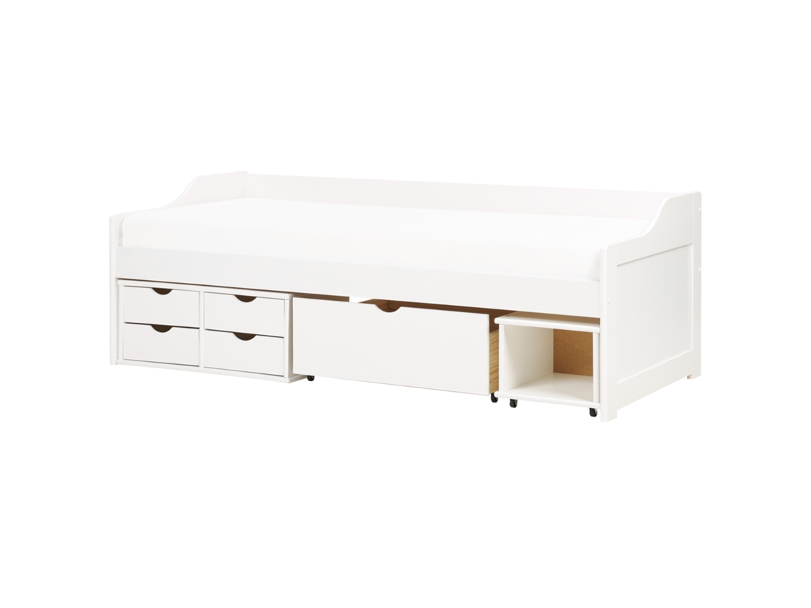 Cama De Dia Infantil Com Gavetas Beliani Royville De Madeira De Pinho Branco 90x200