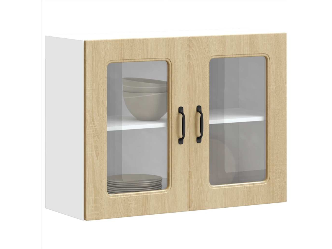 Vidaxl Armário De Parede De Cozinha Porta Vidro Kalmar Carvalho Sonoma