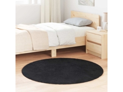 Vidaxl Tapete Shaggy De Pelo Alto Navarra 120x120 Cm Poliéster Preto