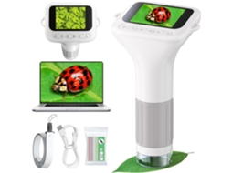 Microscópio Infantil Digital 1000x Com Ecrã 2", 12 Lâminas E Imagem 1080p - Branco - Eifson
