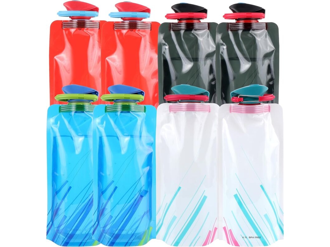 Juego De 8 Botellas De Agua Plegables De 700 Ml, Flexibles Y Reutilizables, Para Senderismo, Aventura Y Viajes. Brilvibera