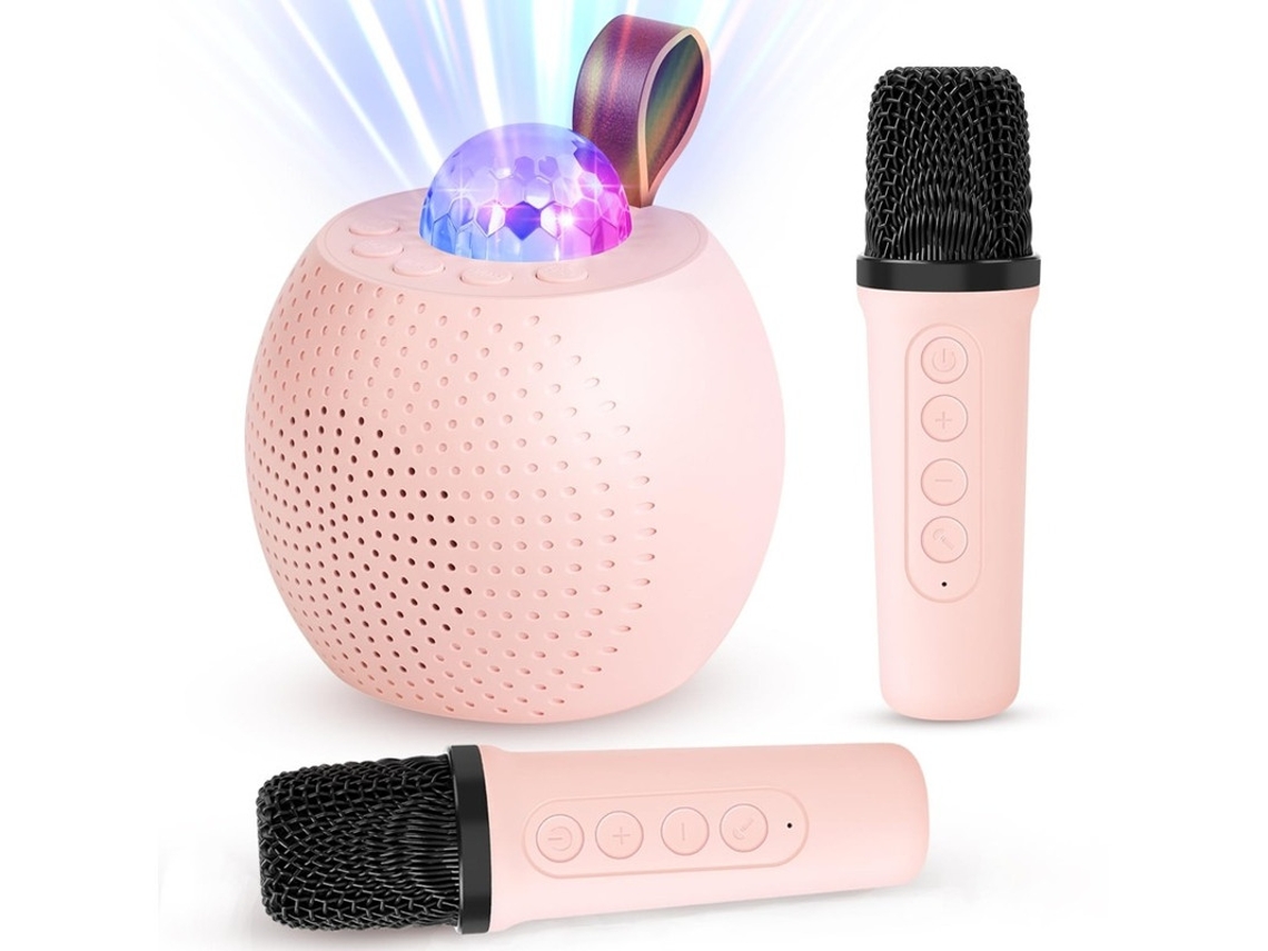 Mini Máquina De Karaokê Para Crianças E Adultos, Alto Falante Bluetooth Com 2 Microfones Sem Fio, Alto Falante Portátil Com Luzes De Discote Yizhood