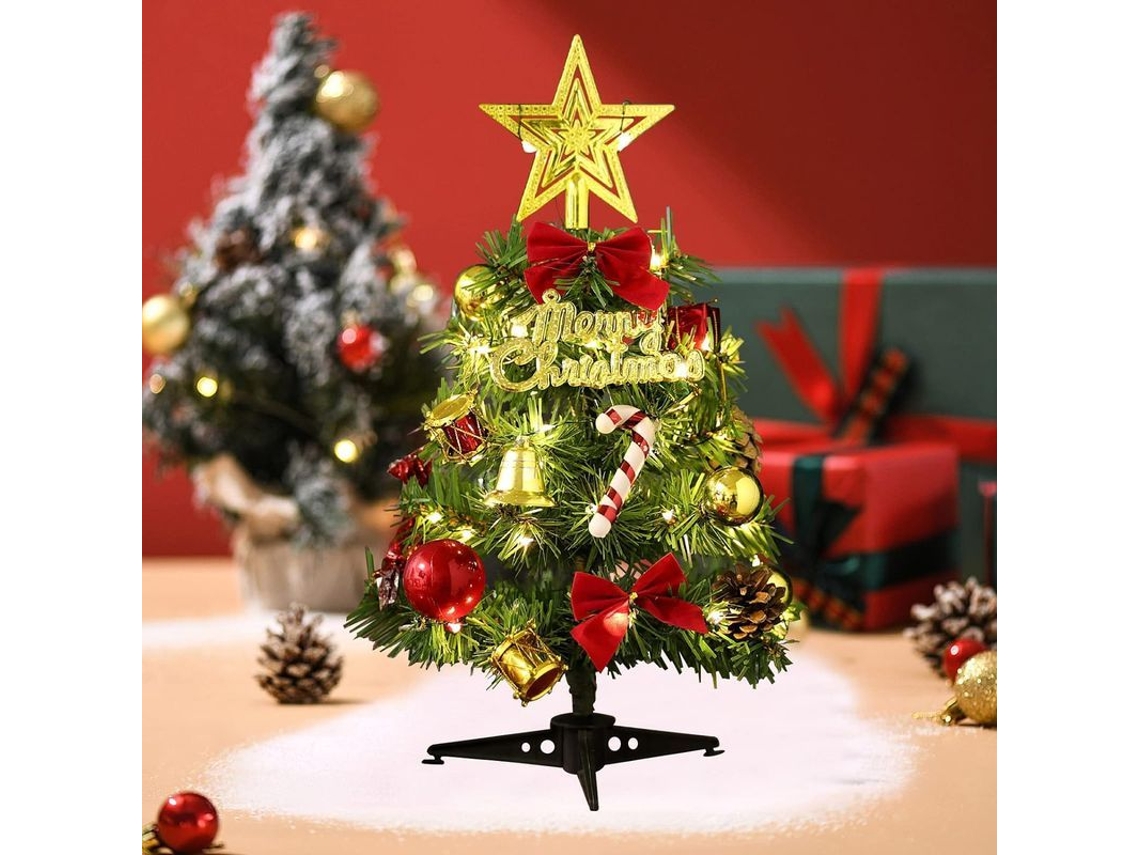 Nova Line árvore de Natal Artificial Mini para Mesa 30cm com Luzes Led e Decorações Natalinas