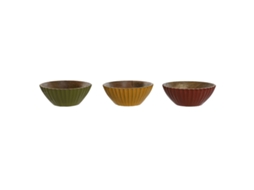 Taça para Aperitivos HOME ESPRIT Amarelo Verde Coral Madeira de Mangueira 15 X 15 X 8 Cm 3 Unidades