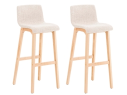 Conjunto de 2 bancos de bar Hover tecido Natura creme CLP