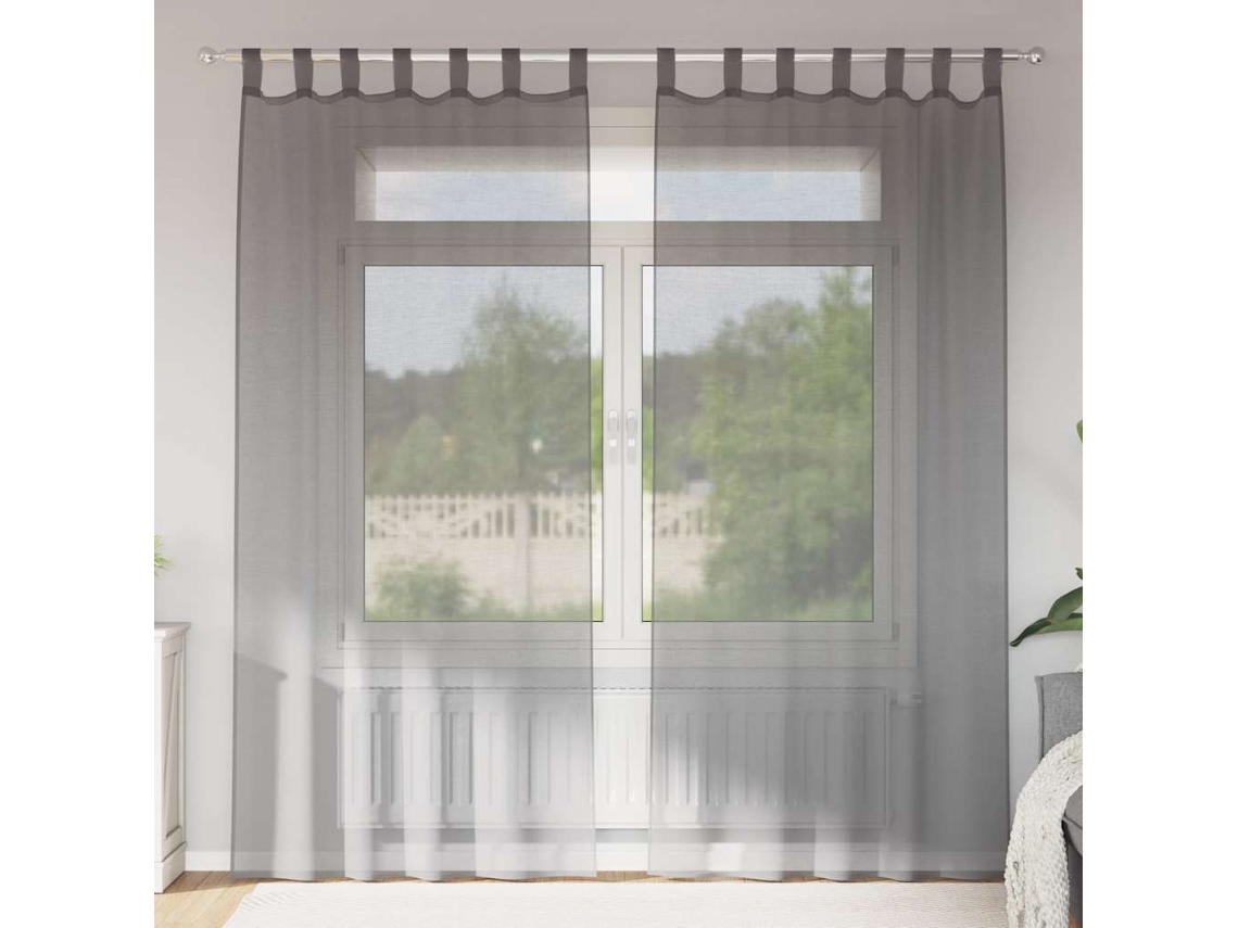 Vidaxl Cortinas De Voile Com Laços 2 Pcs Cinzento-escuro 140x245 Cm